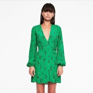 AFRM Elegant Green Floral Dress with Back Cutout